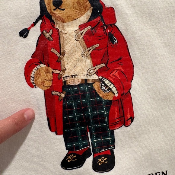 Polo Ralph Lauren Kids Polo Bear Sweatshirt Crew Pullover Preppy Winter Sz S 8 - Picture 5 of 9